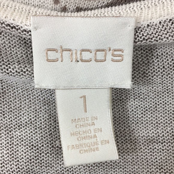 Chico's Gray White Mystic Scroll Athena Pullover Sweater Womens 1‎ Medium Beaded - Picture 6 of 12